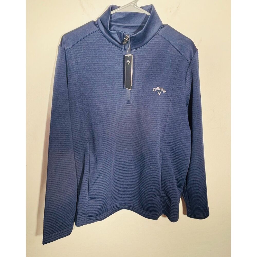 Callaway Opti-Dri Men's M 1/4 Zip Golf Pullover Navy Blue Textured NWT